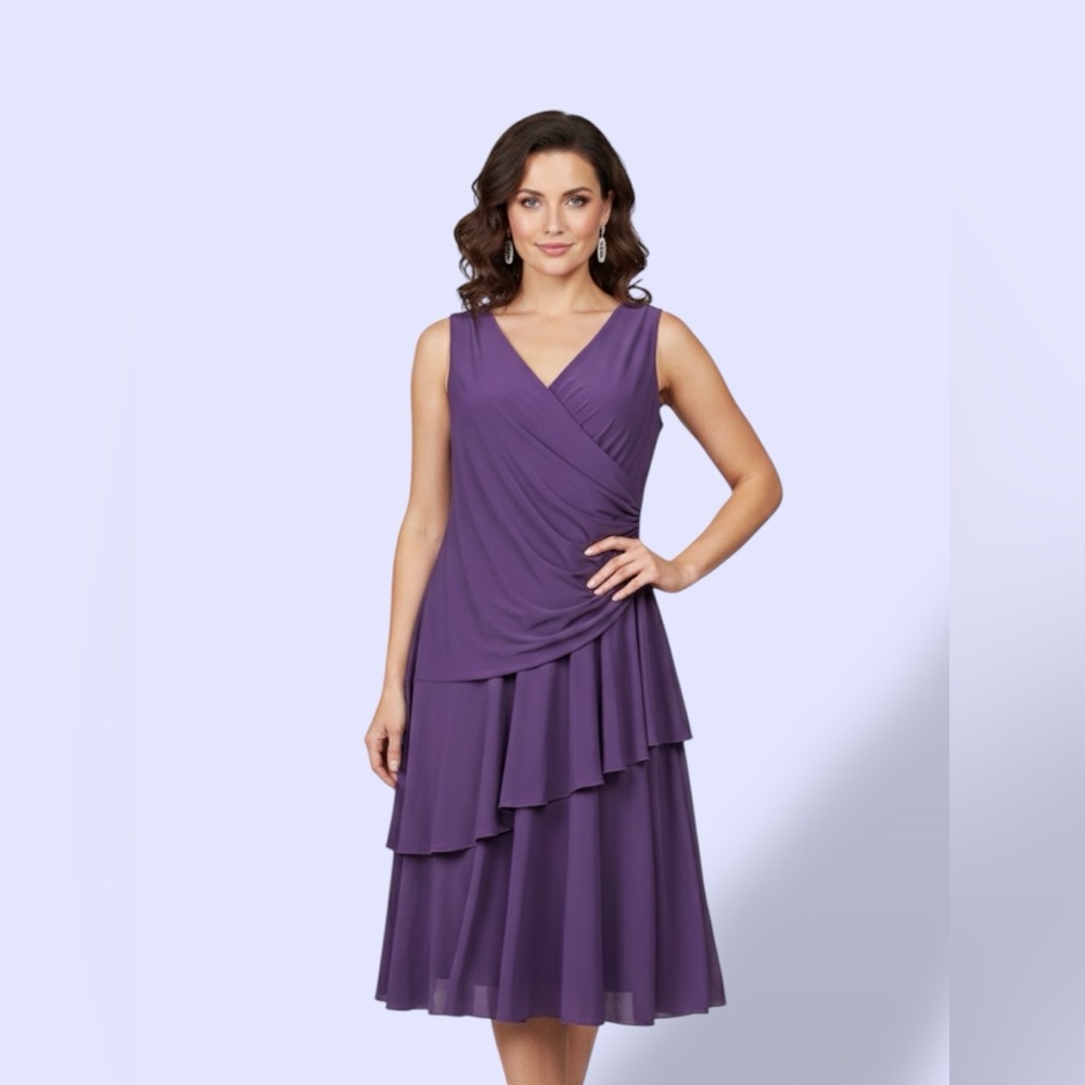 Elegant Purple Sleeveless Dress